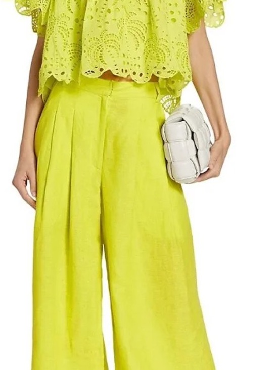 FARM Rio Pants - FARM Rio Neon Lime Wide-Leg Pants